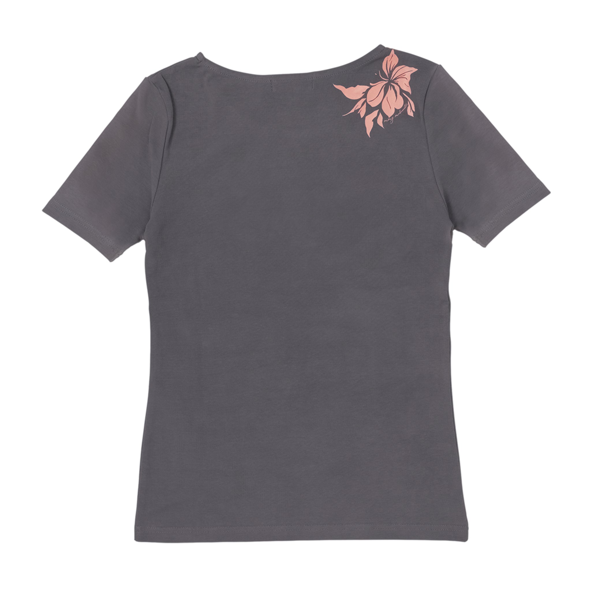 06】エレガントTシャツ｜ハイビスカスグレース（チャコールグレー