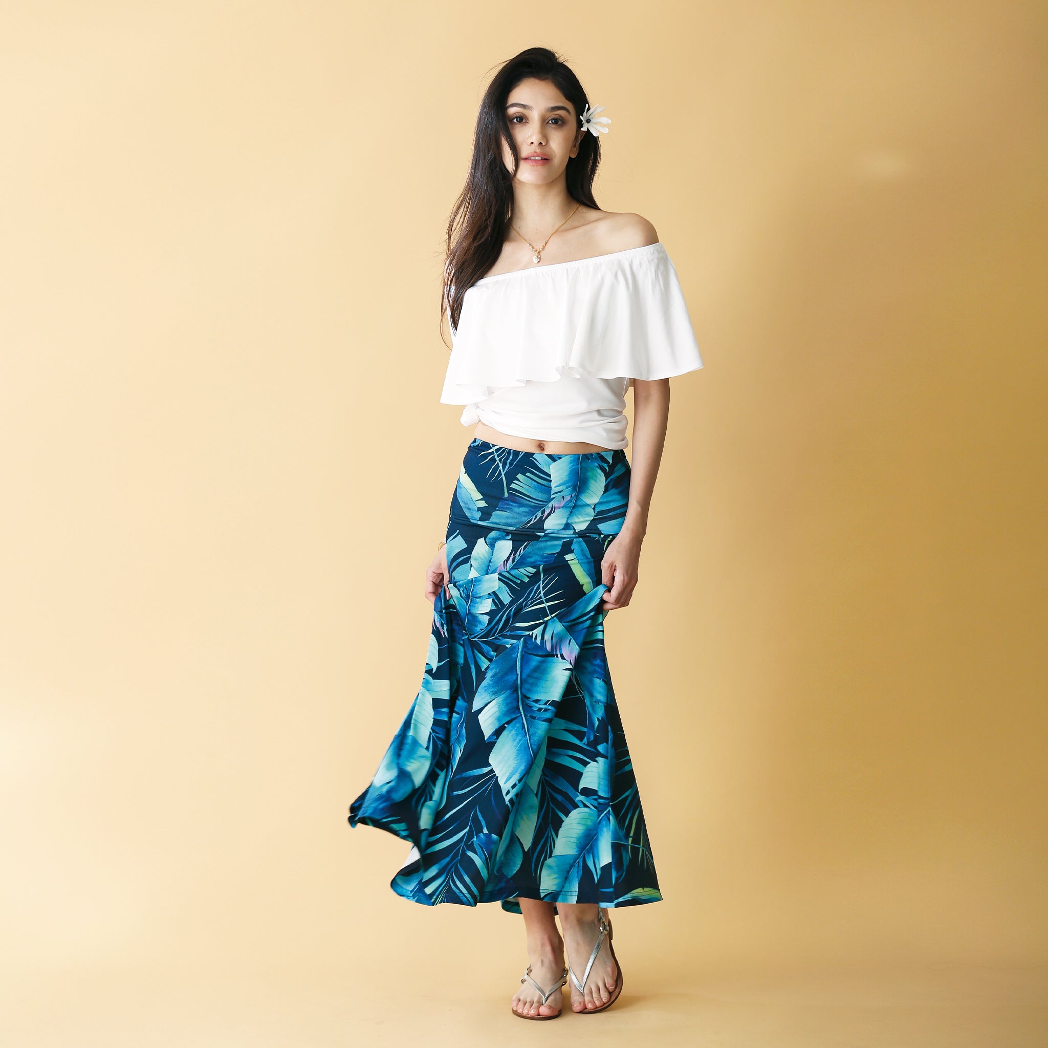 高級　衝立　美品 2WAYマキシスカート（モダニスティックリゾート：ネイビー） – MMJ